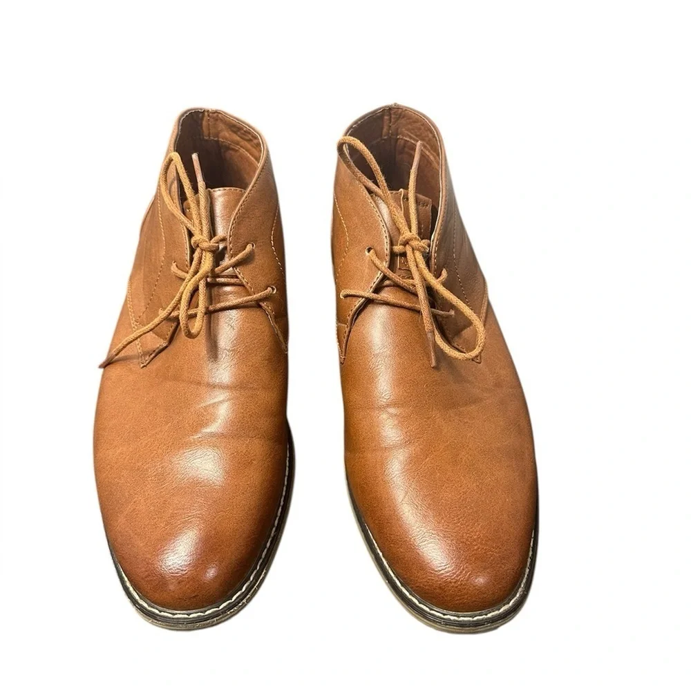 London Fog Blackburn Tan Men’s Chukka Faux Leather Memory Foam Size 11